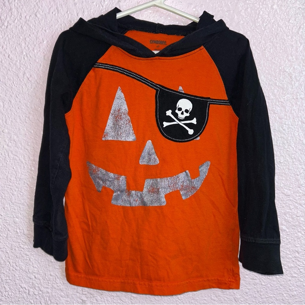 Gymboree Orange and Black Halloween Pirate Pumpkin Hoodie